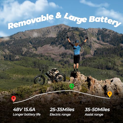 Fat Tire Electric Bike for Adults,1500W 32 Mph Top Speed Motorcycle Design Ebike, 48v 15.6AH 25-50 miles Long Range E Bike for Men and Women,All Terrain Motorbikes 20x4" Adult Electric Bicycles E-bike
