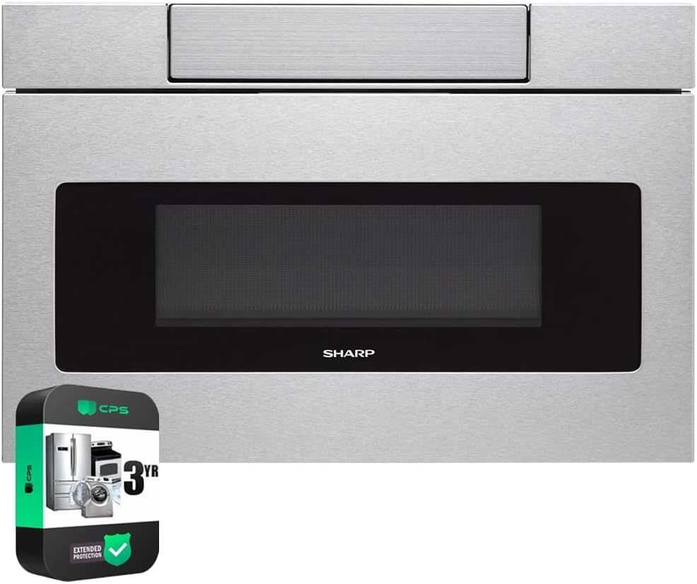 Sharp SMD2470ASY 24 in. 1.2 cu. ft. 950W Stainless Steel Microwave Drawer Oven Bundle with 3 YR CPS Enhanced Protection Pack