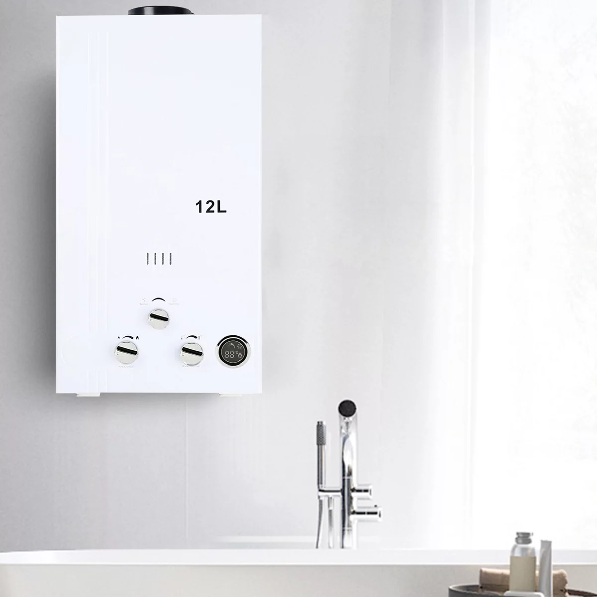 TCMT 3.2 GPM 12L Tankless Water Heater LPG Liquid Propane Gas Instant Hot Boiler with Digital Display