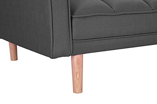 Convertible Futon Sofa Bed, Modern Linen Upholstered Folding Sofa Bed with Two Pillows, 75" Sofa Bed for Living Room Bedroom Apartment Small Space (Light Grey-Sleeper)