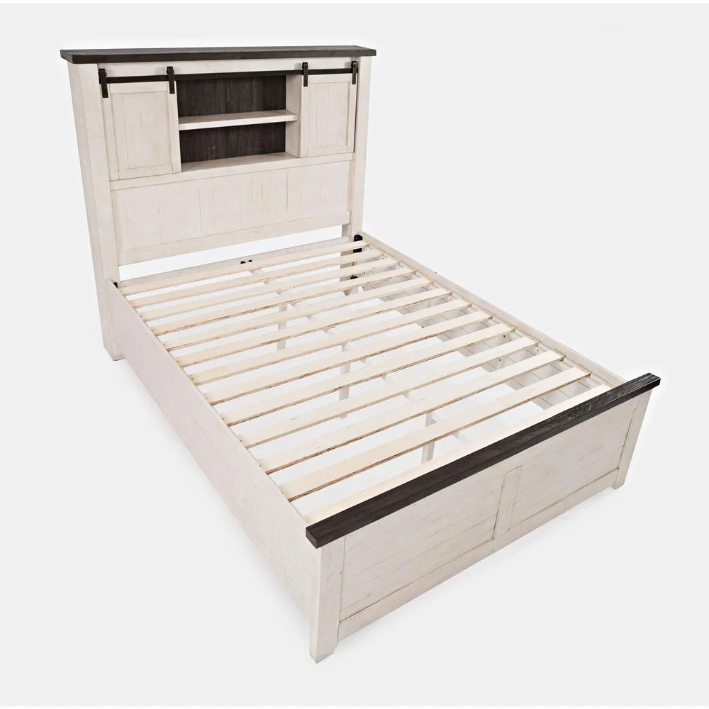 Jofran Madison County Rustic Reclaimed Pine Farmhouse Queen Barn Door Bed