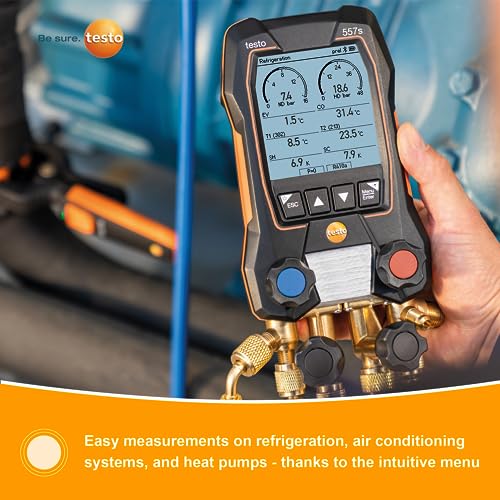 testo 550i Kit I App Operated Digital Manifold,Pipe Clamp Thermometer for air Conditioning, Refrigeration Systems and Heat Pumps – with Bluetooth