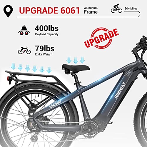 Himiway Zebra D5 26"x4" Electric Bike, 80Miles Range 48V 20Ah Battery 750W Ebike, 400LBS Payload, 25MPH, 7 Speed
