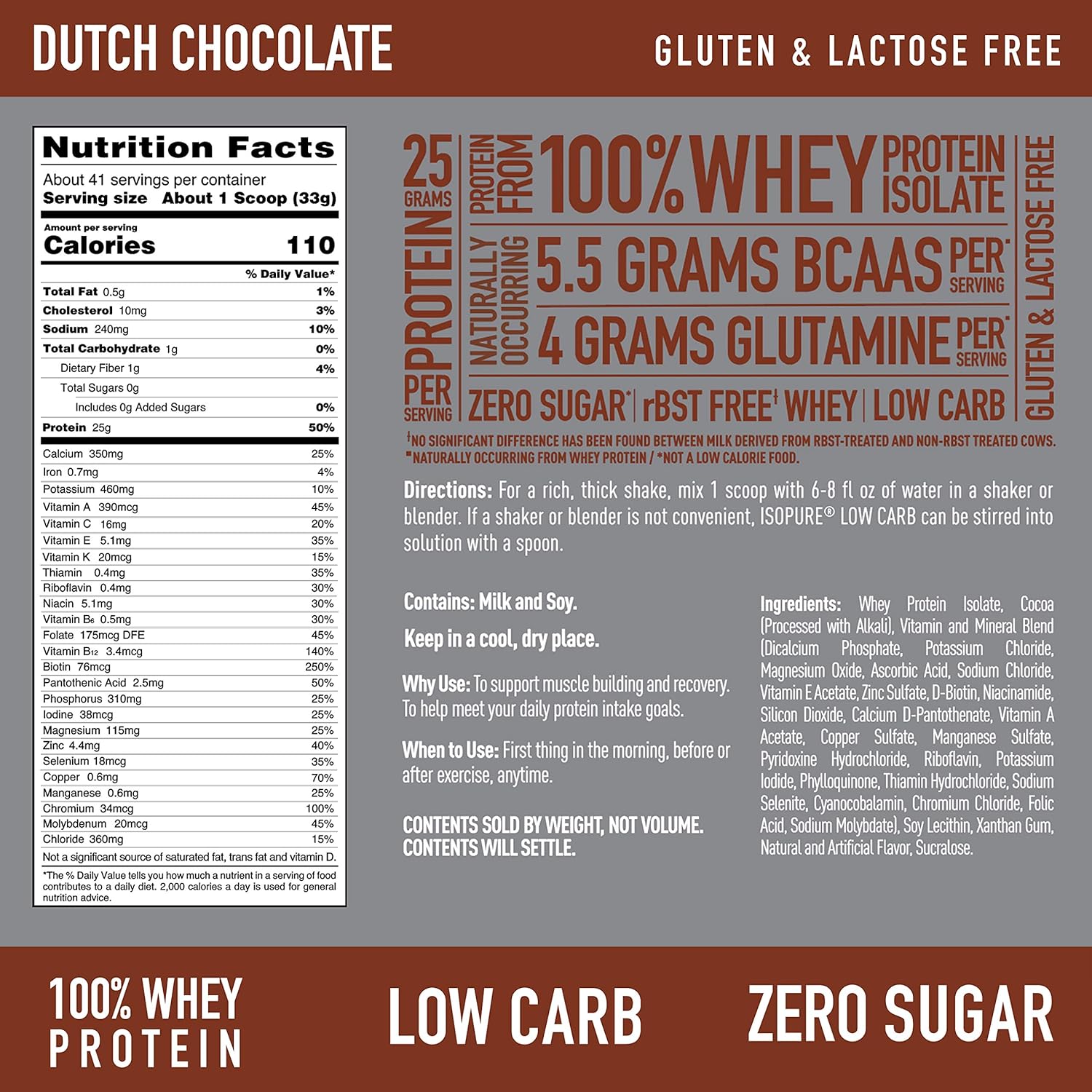 Isopure Whey Isolate Protein Powder with Vitamin C & Zinc for Immune Support, 25g Protein, Low Carb & Keto Friendly, Flavor: Dutch Chocolate, 3 Pounds (Packaging May Vary) Pack of 2