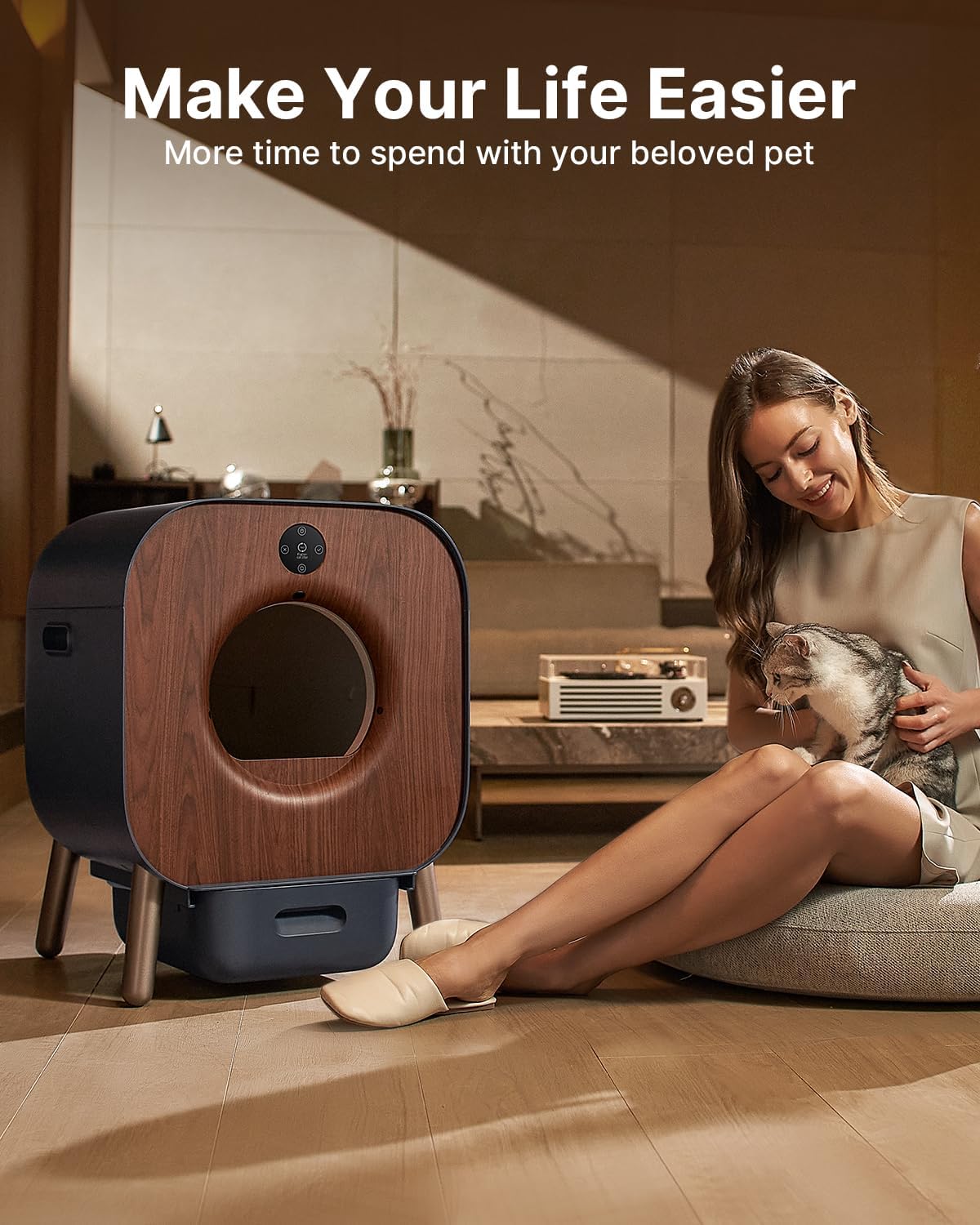 Self Cleaning Litter Box, Automatic Cat Litter Box Self Cleaning for Multi Cats, TUV Certified/Anti-Pinch/Safety Protection/Odor Removal/APP Control Extra Large Litter Box with Mat & Liner