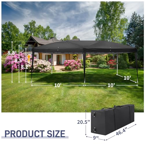 10x20 White Pop Up Canopy Tent Heavy Duty with 6 sidewalls Commercial Outdoor Party Tent Event Wedding Tents Instant Canopy Gazebo with Carry Bag UPF 50+ Waterproof Adjustable Height