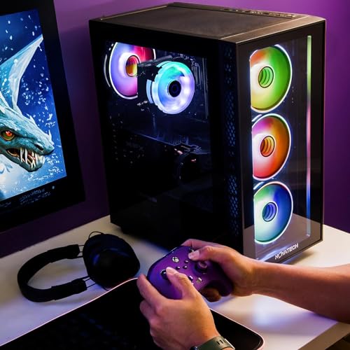 NOVATECH Phantom - Prebuilt Gaming PC Desktop Computer - RX580 8GB - Intel i7 Xeon 3.5GHz - 16GB RAM - 512GB M.2 SSD WiFi/BT, Win 10 Pro - Gaming Computer Tower - Pre Built PC Gaming - 1 Year Warranty