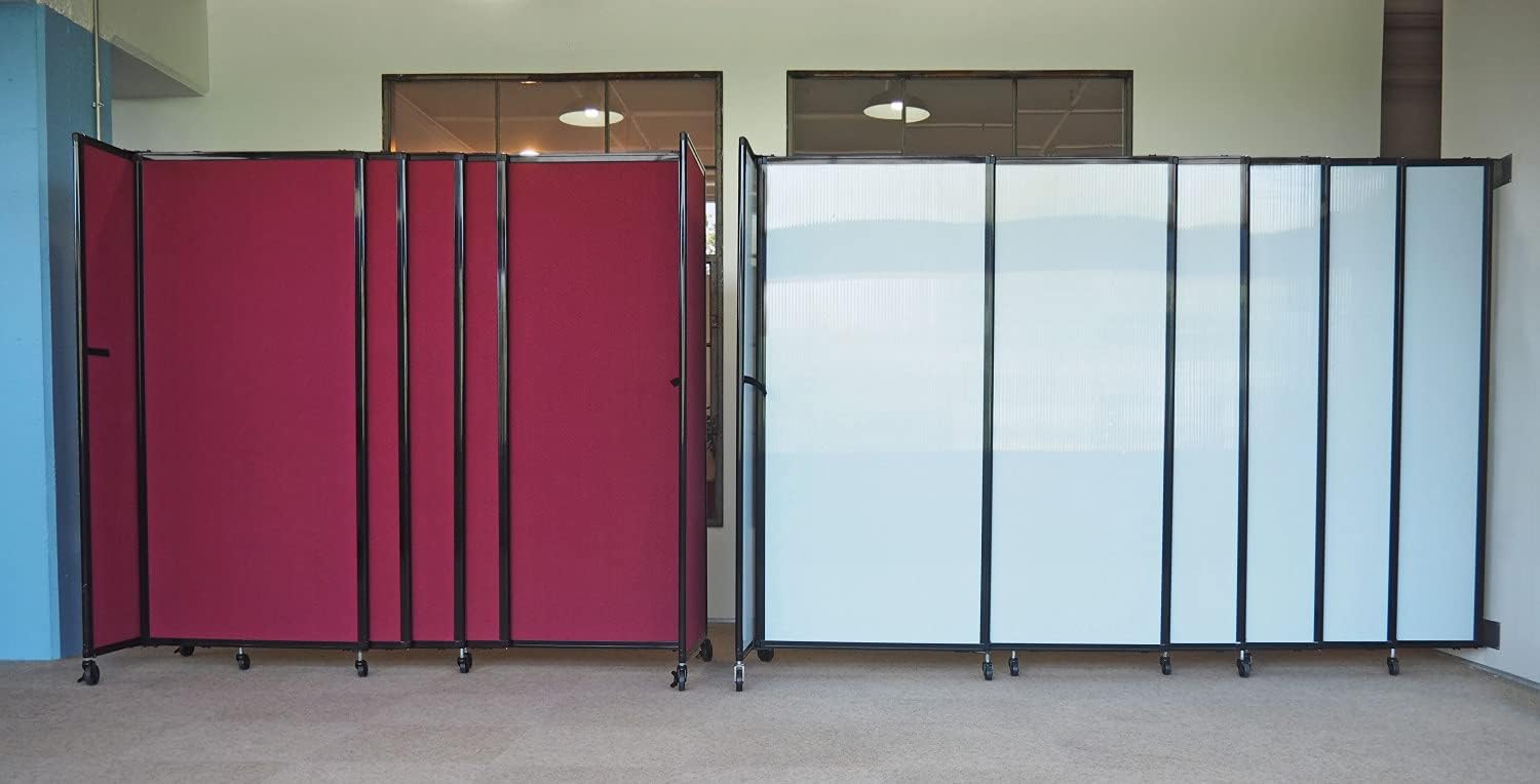 Wall-Mounted Sliding StraightWall Room Divider | Adjustable Widths | Locking Wheels | Room Separator | Up to 19'9" Wide x 6'10" Tall Sand Fabric Panels
