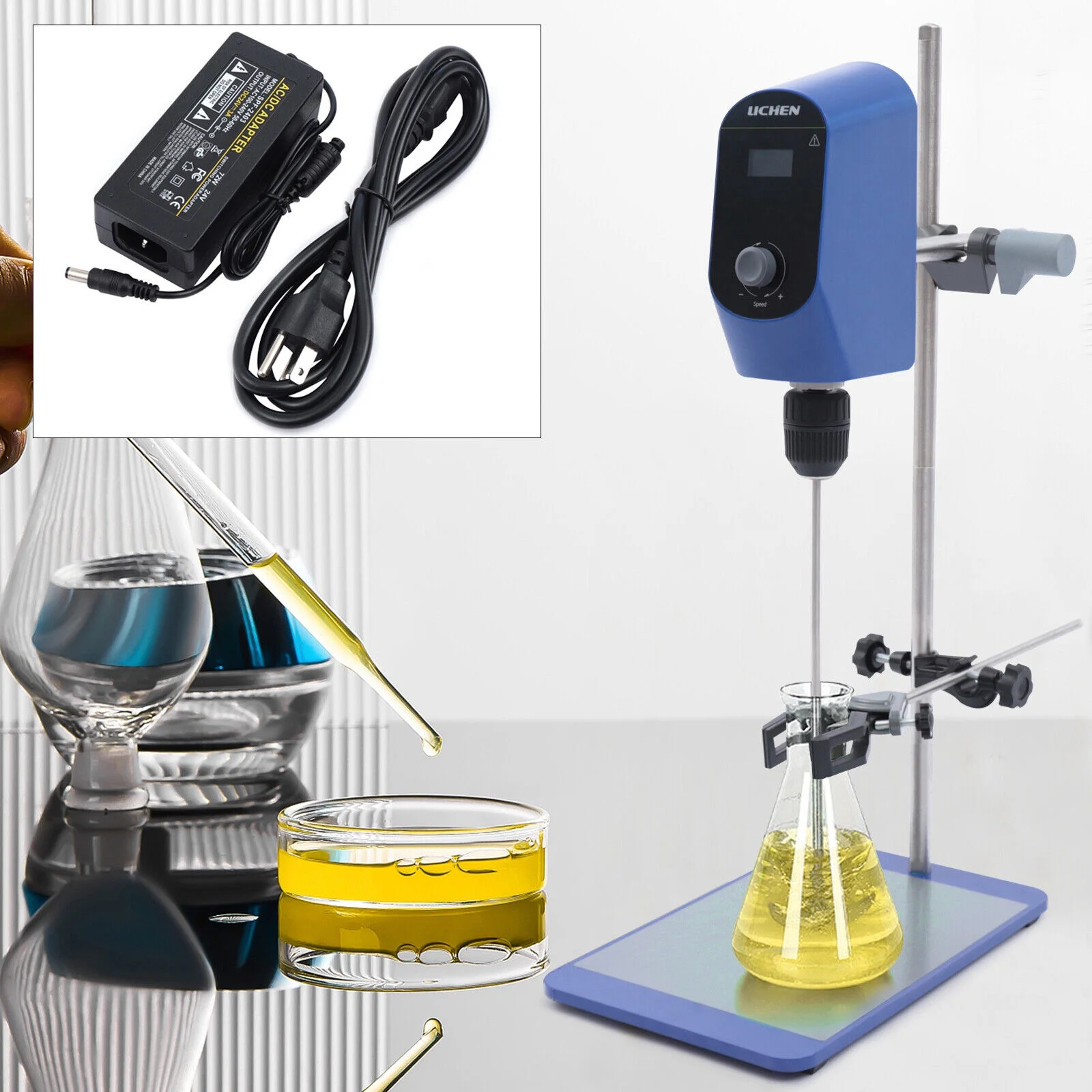 TOOL1SHOoo 20L Lab Electric Overhead Stirrer Mixer Agitator Homogenizer Speed Adjustable US