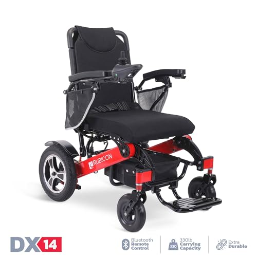 DX08 Rubicon - Puncture-Free Wheels Electric Wheelchair with Longest Range 25 Miles, Powerful 600W Motors, Airline Approved Electric Wheelchair with Dual 12AH Lithium Batteries