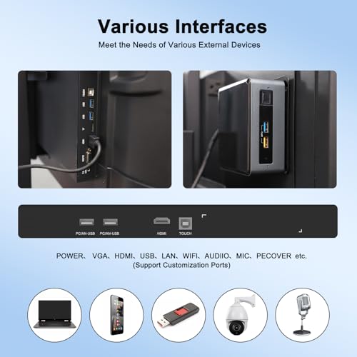 85″ Smart Board, 4K UHD Touchscreen Electronic White Board Built in Ultra High Definition Camera Android 13 Open App Ecosystem, Interactive Whiteboard for for Business Office Classroom Home