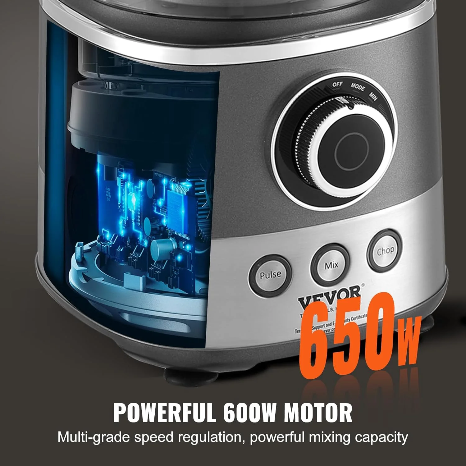 Vevor  650W 14-Cup Vegetable Chopper 2-Speed Stainless Steel Blade Electric Food Processor, Gray