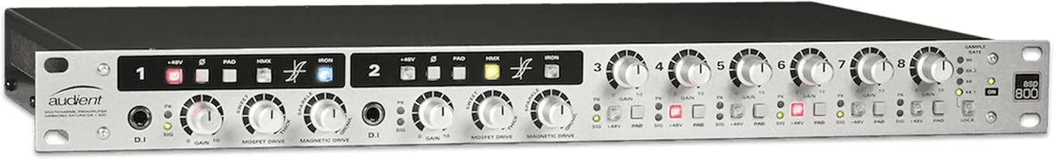 Audient Audio ASP800-8 Channel Microphone Preamplifier with HMX & Iron and 2 XLR Mic Cables