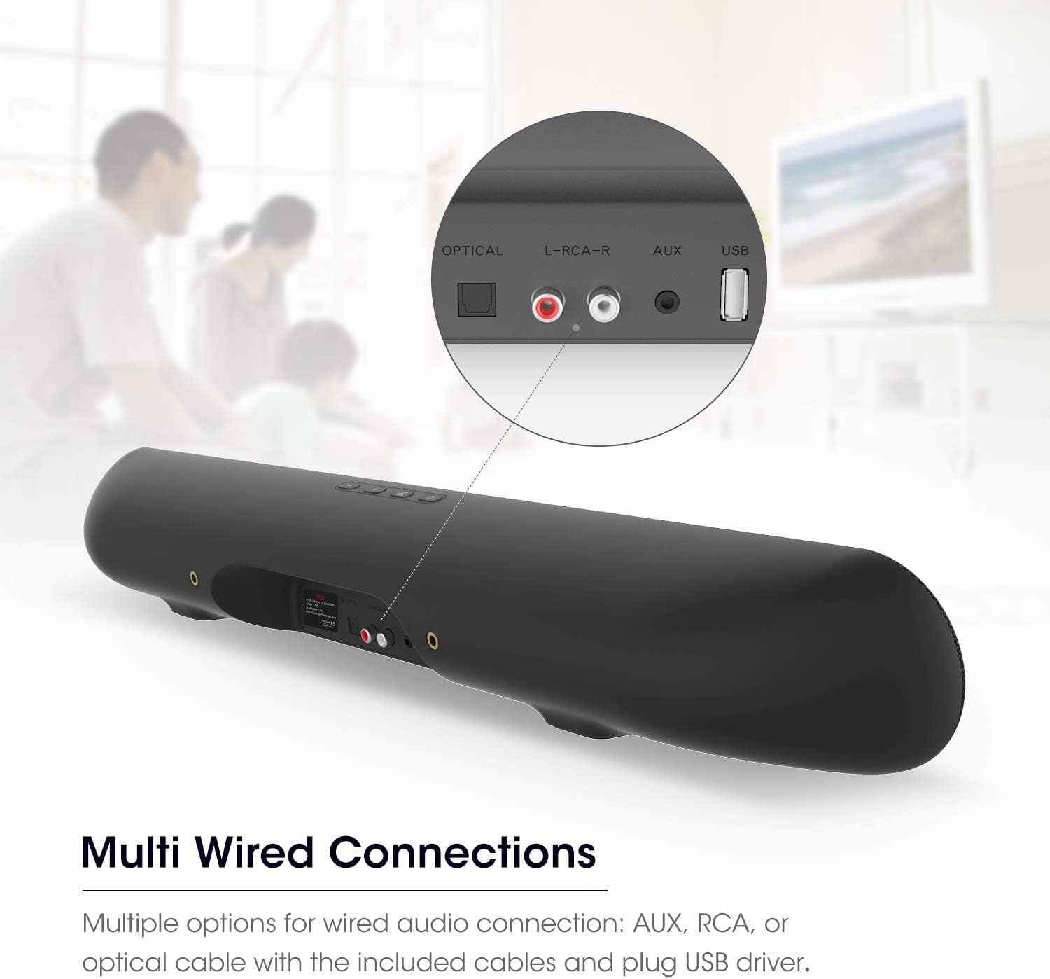 Sound bar, Bestisan Soundbar TV Sound bar Wired and Wireless Bluetooth Audio Speakers(28 Inches, 4 Drivers, Bluetooth 5.0 Version, Optical Cable Included, Bass Adjustable) Pack of 2