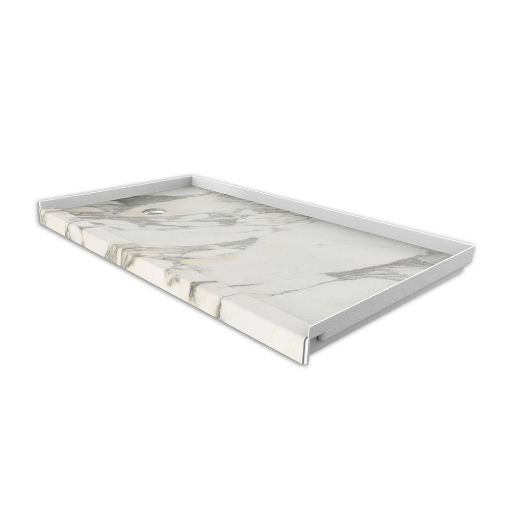 FlexStone 32 in. x 60 in. Single Threshold Shower Base with Left Hand Drain in Calcutta Gold