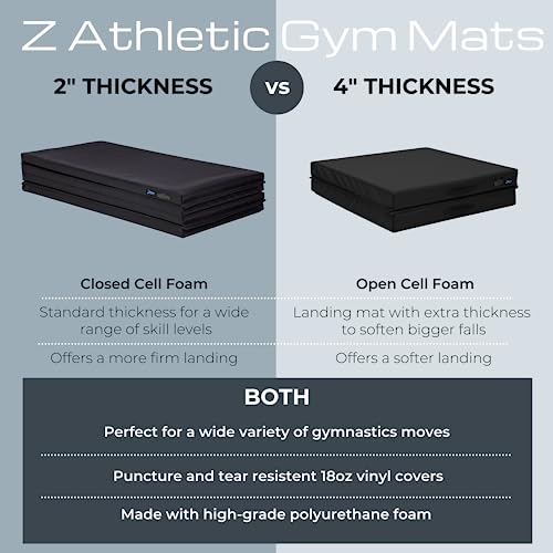 Z Athletic Folding Mat for Gymnastics and Tumbling, 4 Ft x 8 Ft x 2 In