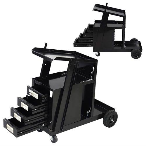 Welding Welder Cart MIG TIG Arc Plasma Cutter Tank Storage w/ 4 Drawer