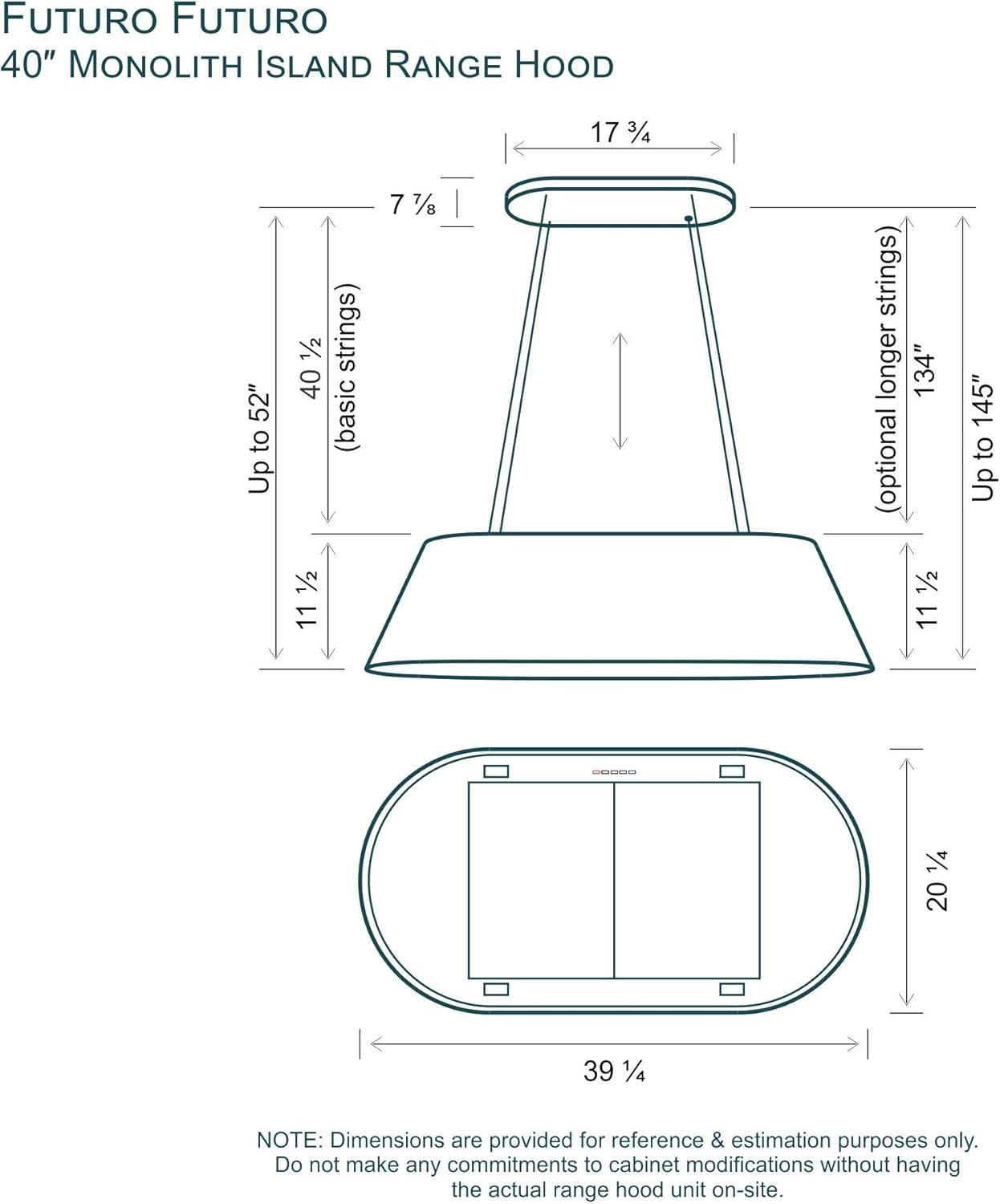 Futuro Futuro Monolith 40 Inch Island-mount DUCTLESS ONLY Kitchen Range Hood Unique Modern Design Range Hood - LED, Ultra-Quiet with Blower