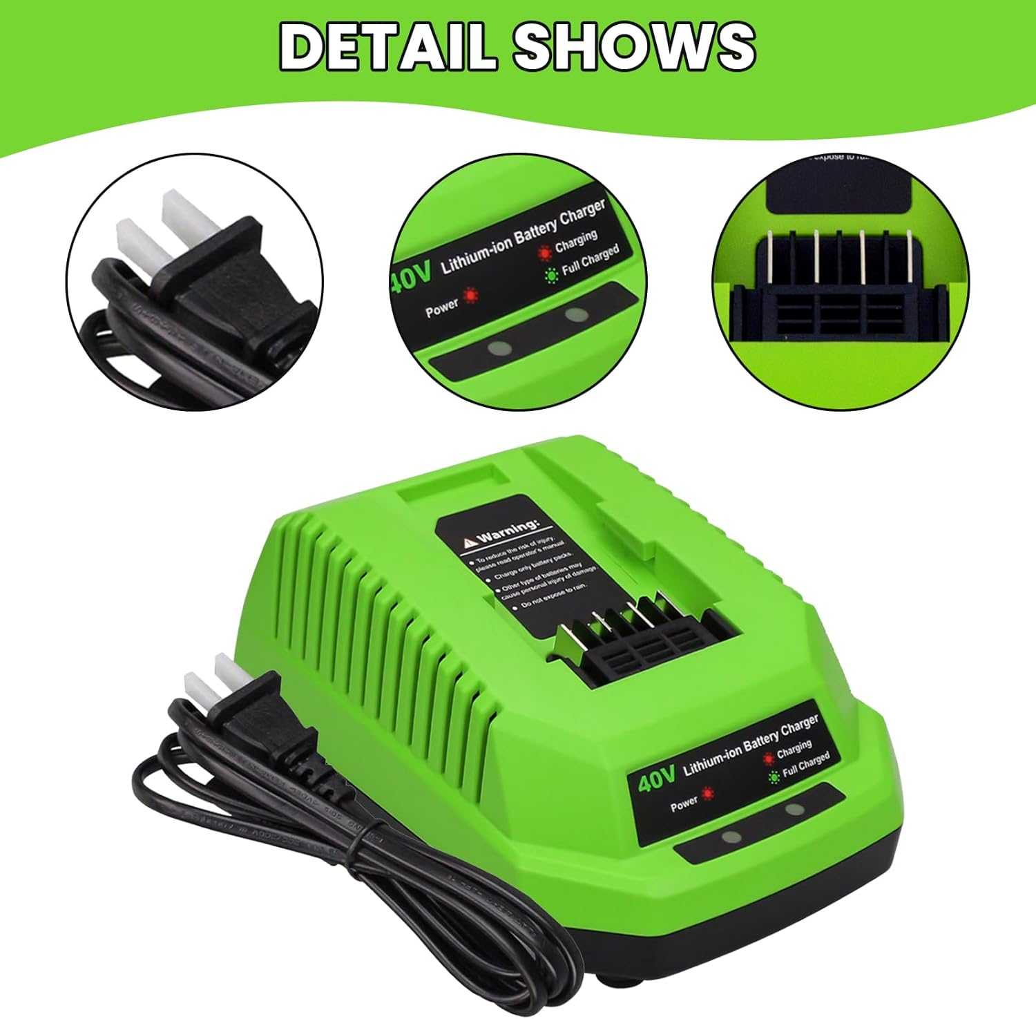 2-Pack 40 Volt 6.0Ah Lithium ion 29462 29472 Battery and 29482 Charger Compatible with Greenworks 40V Battery 29462 29472 G-MAX Power Tools 29252 20202 22262 25312 25322 20642 22272 27062