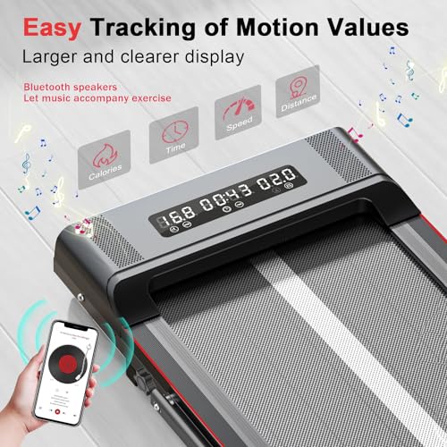 Walking Pad Treadmill, 6.2MPH Under Desk Treadmill with Bluetooth Speaker, Ultra Quiet for Office & Home, 2.5HP Running Machine with 300 LBS Capacity, Remote Control