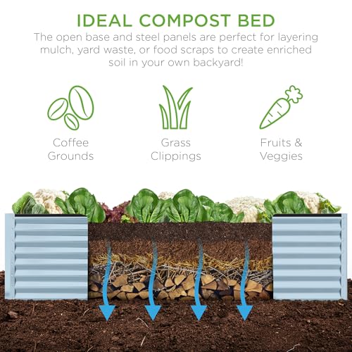 Best Choice Products 8x4x2ft Outdoor Metal Raised Garden Bed, Deep Root Planter Box for Vegetables, Flowers, Herbs, and Succulents w/ 478 Gallon Capacity - Gray