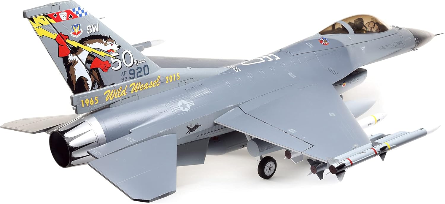 E-flite RC Airplane F-16 Falcon 80mm EDF Jet Smart BNF Basic Transmitter Battery and Charger Not Included with Safe Select EFL87850