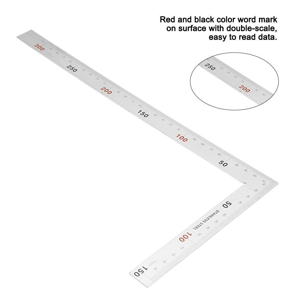 L-Shaped Framing Square Stainless Steel 90 Degree Right Angle Square Ruler Carpenter��s Square Metal Measurement Square Tool(300mm150mm)