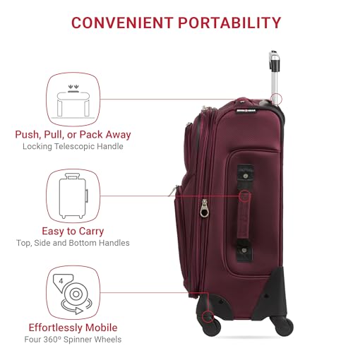 SwissGear Sion Softside Expandable Luggage, Black, Checked-Large 29-Inch