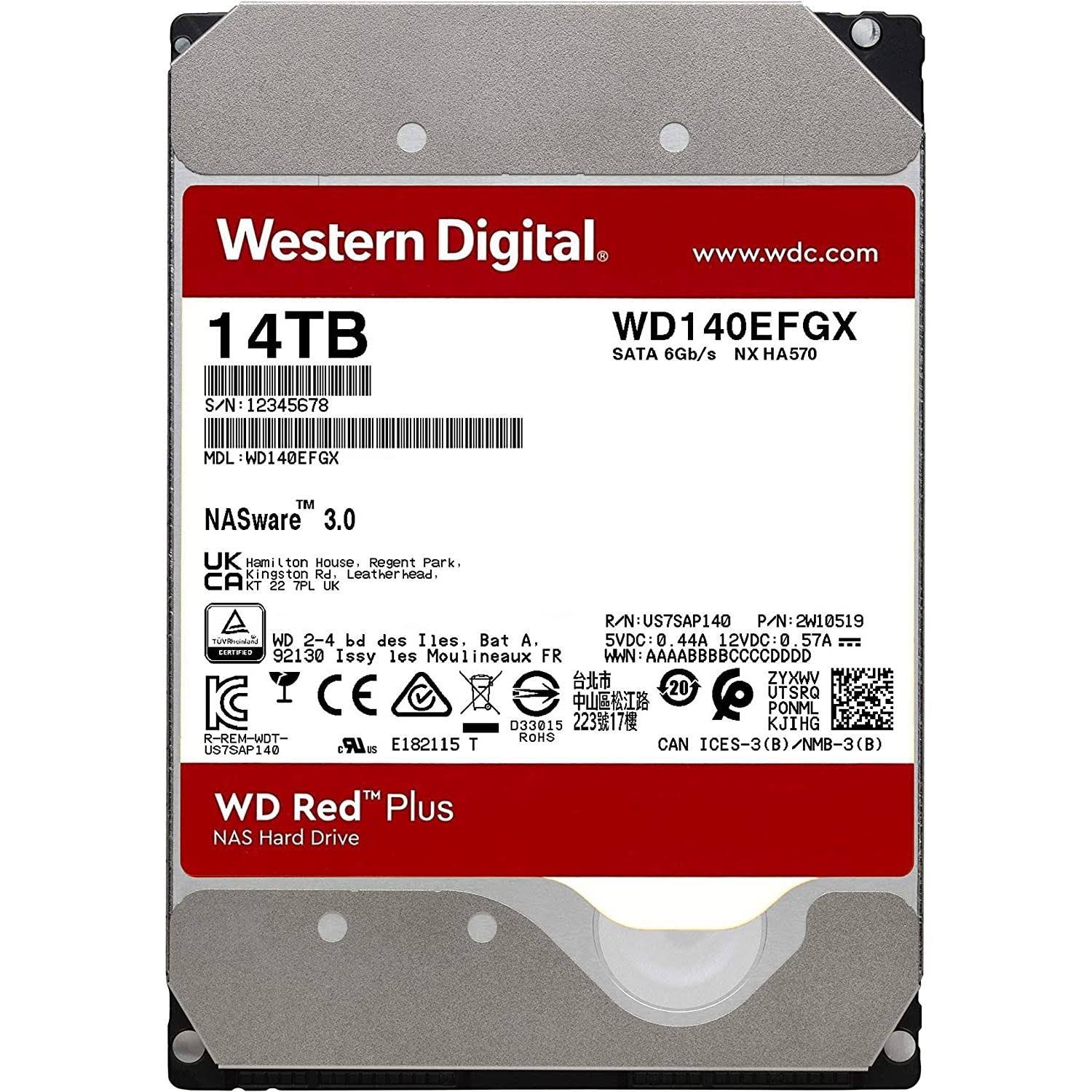 WD WD140EFGX Red Plus 14 TB Hard Drive - 3.5x22 Internal - SATA (SATA/600)