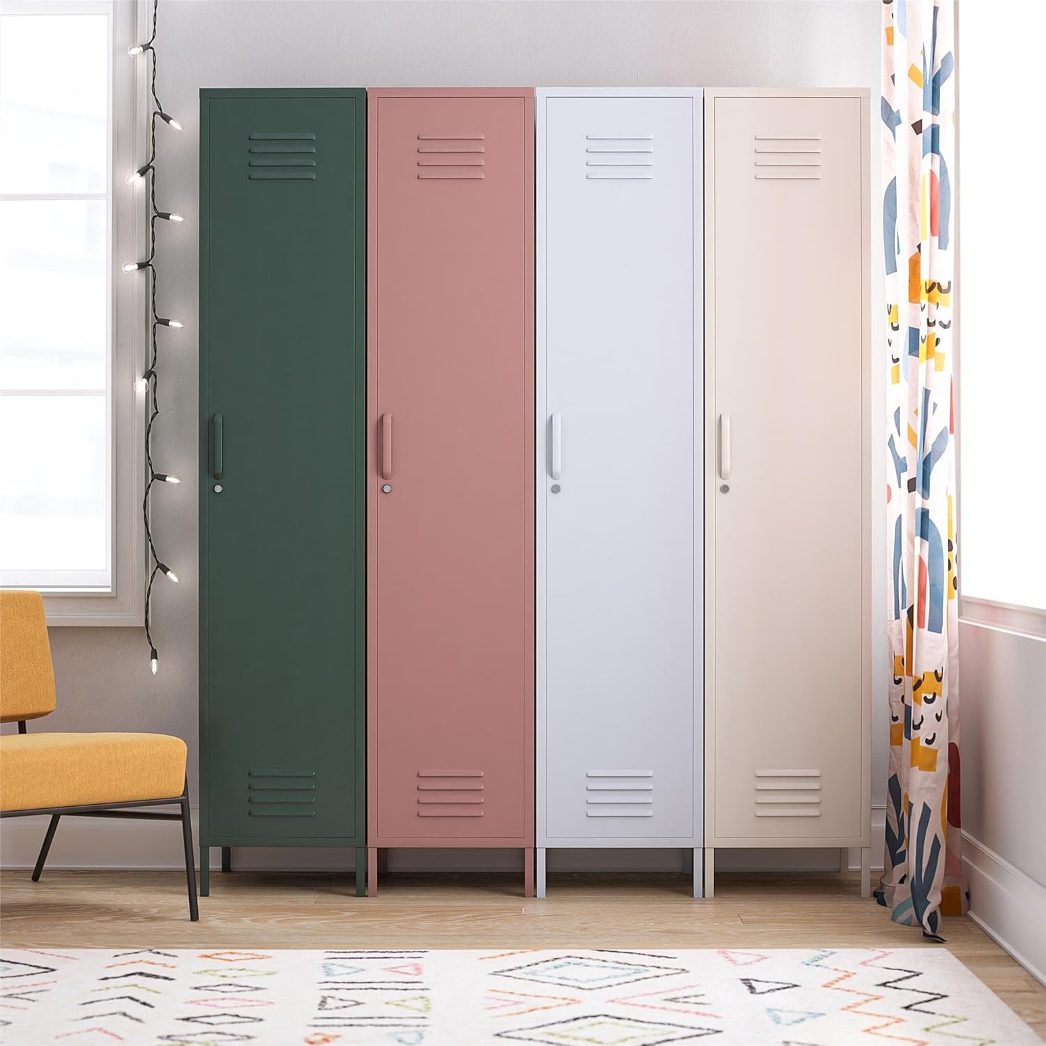 Novogratz Cache 1-Door Tall Single Metal Locker Style Storage Cabinet, Hunter Green