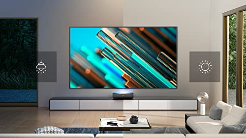 Hisense 4K UHD Ultra-Short Throw Laser TV 100" High Gain ALR Screen, 2700 lumens, Compatible with Dolby Atmos, Google Assistant and Chromecast Built-in, Compatible with Alexa