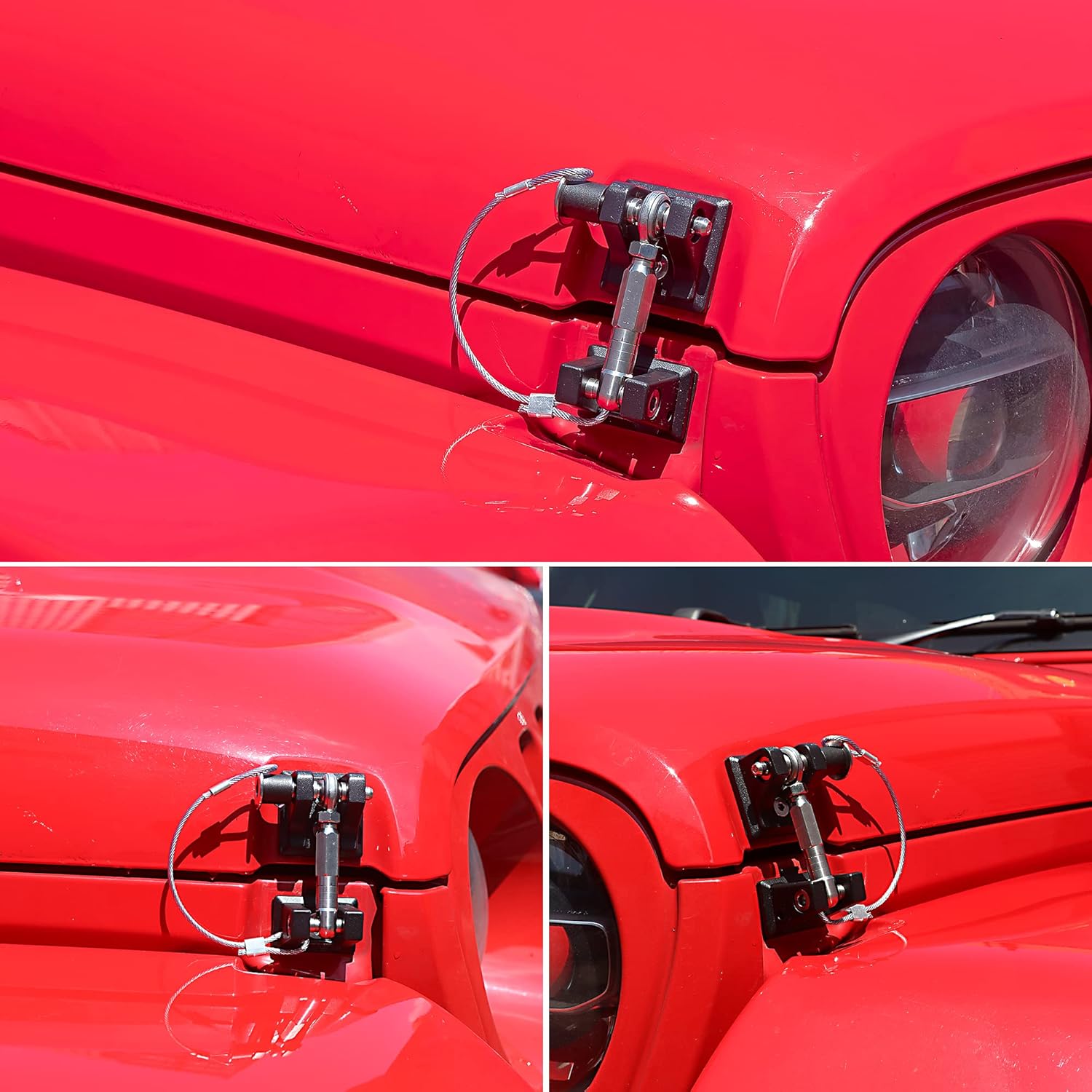 BESTAOO Hood Latches for 2018-2022 Jeep Wrangler JL JLU & Gladiator JT, Anti-Theft Aluminum Hood Lock Catch Latches Kit, Eliminates Hood Flutter, 1 Pair
