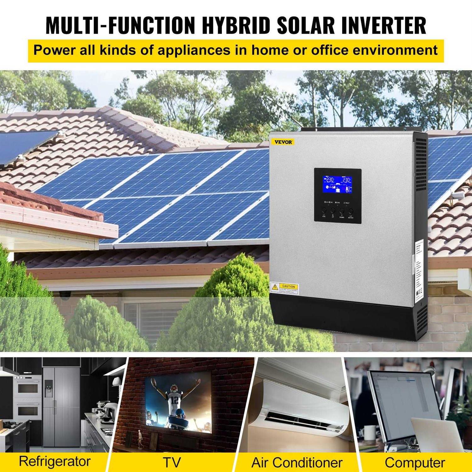 VEVOR Hybrid Solar Inverter 3KVA 2400W Pure Sine Wave Off-Grid Inverter - Shop Hardware Tools Online Store