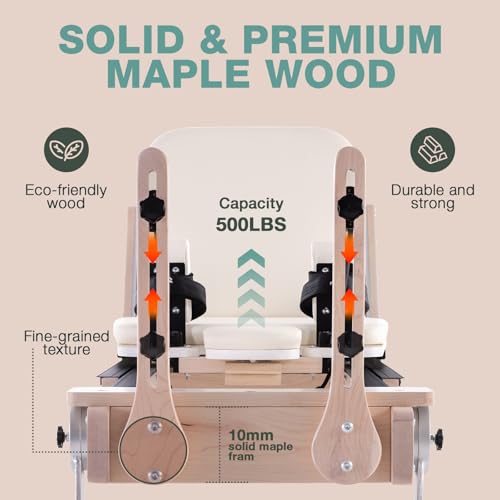 ARKANTOS Pilates Reformer Machine, Adjustable Maple Wooden Frame, Includes Reformer Box & Padded Jump Board for Studio-Grade Home Workouts