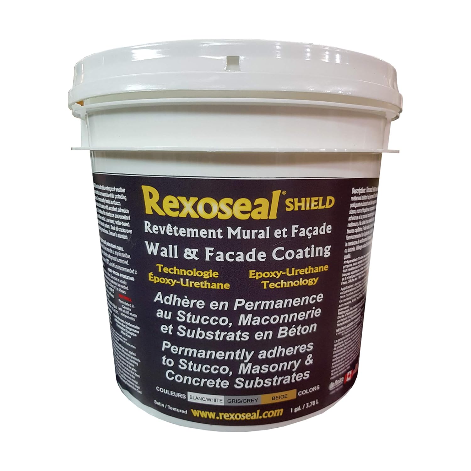 Rexoseal Shield Wall & Facade Coating - Color Waterproof Sealant - Easy to Apply - Water Based Liquid Rubber - Gray, 1 Gallon