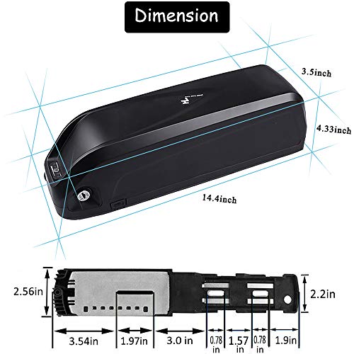 Yasco 48v/52v/36v 13Ah/17.5Ah/20Ah Ebike Battery for 500w/750w/1000w/1200w/1500w Adult Electric Bike Conversion Kit Removable Large Capacity Lithium Battery