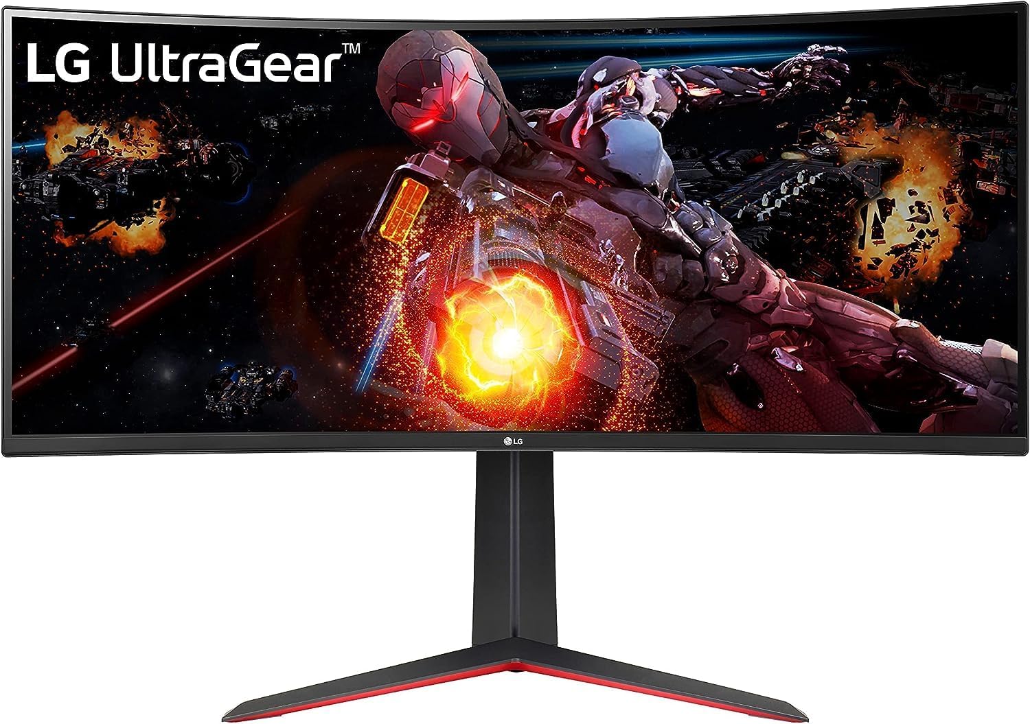 LG 34GP63A-B 34" Curved Ultragear QHD (3440 x 1440) HDR 10 160Hz Gaming Monitor with Tilt/Height Adjustable Stand, AMD FreeSync Premium, Display Port and HDMI, Black, WEPGPY