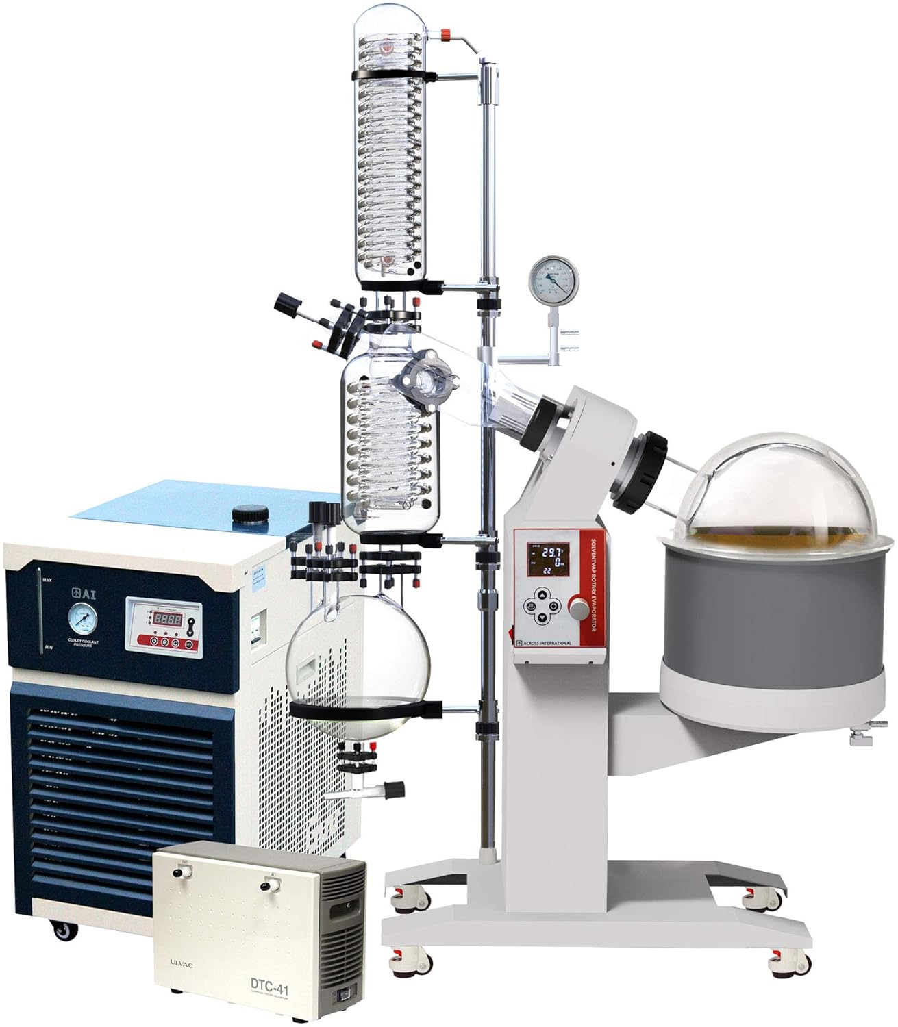 Across International SE26-S2.220 SolventVap 2.6 gal/10 L Rotary Evaporator with -30°C Chiller and ULVAC DTC-41 1.6 CFM Chemical Resistant Diaphragm Pump, Turnkey Solution, 220V