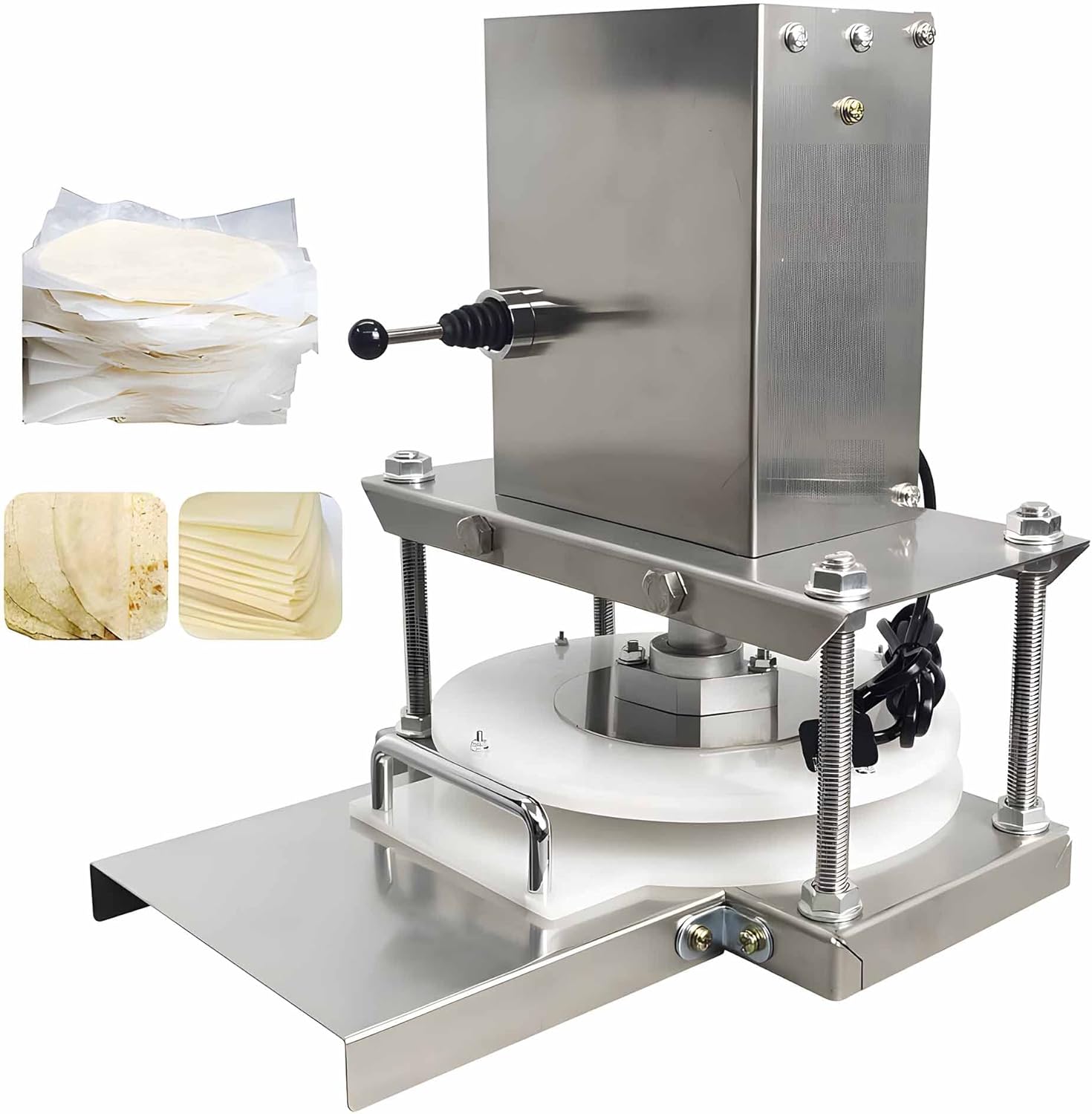HayWHNKN Electric Pizza Dough Pastry Press Machine 8.66'' Dough Roller Sheeter Dough Pastry Presser Dough Sheeter Pizza Press Making Machine 110V