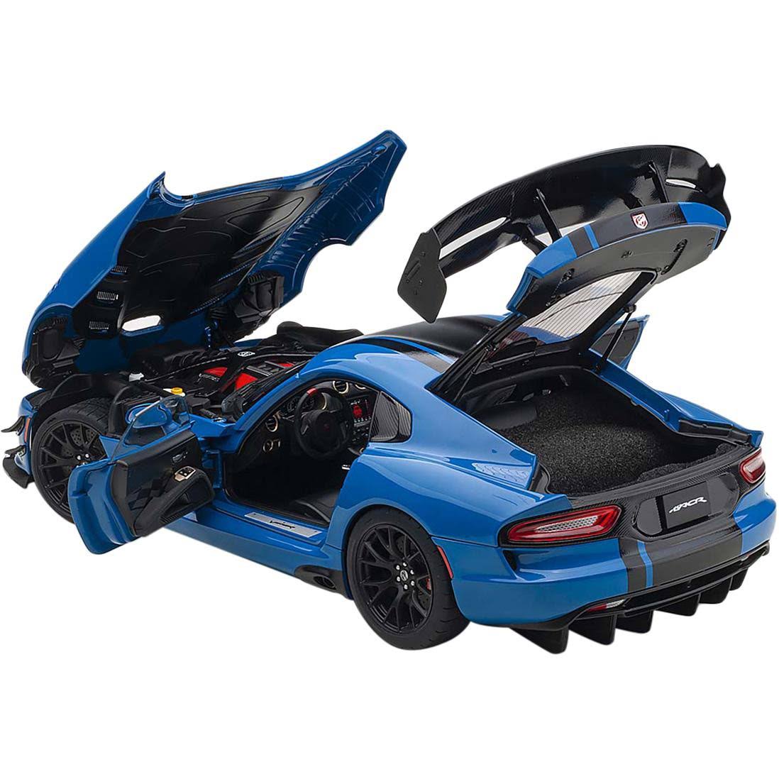 2017 Dodge Viper ACR Competition Blue with Black Stripes 1/18 Model Car by AUTOart 71734