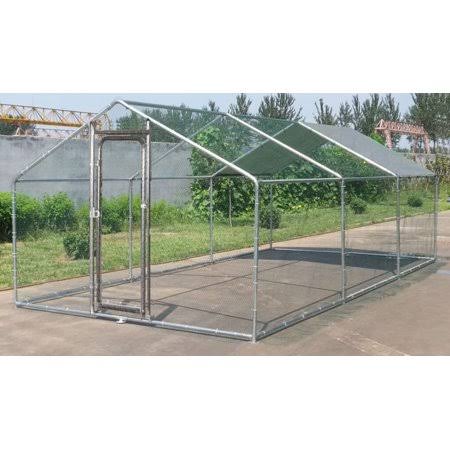 20x10 ft Large Metal Chicken Coop Backyard Hen House Cage RUN, Silver