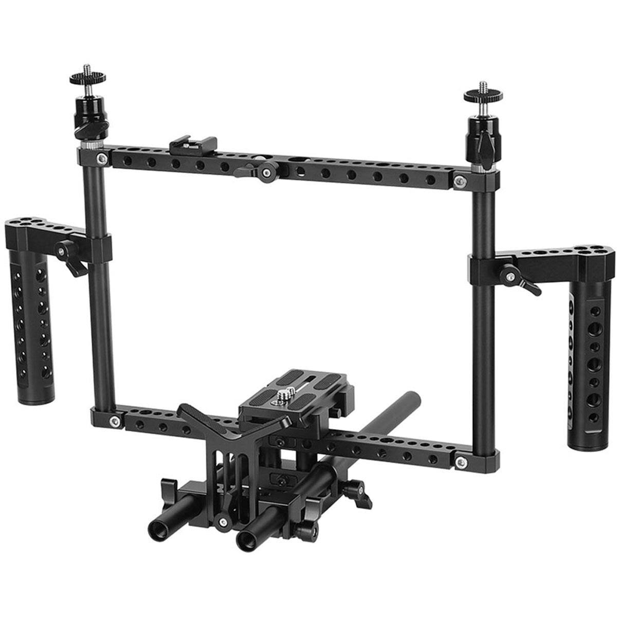 CAMVATE Full Frame Camera Cage W/DUAL Handgrip, QR Baseplate u0026 15mm Rod System C2554