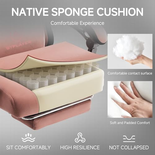 GTPLAYER Office Chair, Gaming Computer Desk Fabric Chair with Footrest, High Back Ergonomic Office Chair with Pocket Spring Lumbar Support and Linkage Armrests Adjustable Height Swivel for Home Task