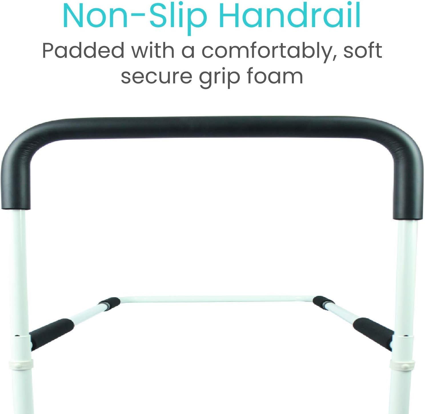 Vive Bed Assist Rail - Adult Bedside Standing Bar for Seniors, Elderly, Handicap, Kid - Fit King, Queen, Full, Twin - Adjustable Fall Prevention Safety Handle Guard - Long Hand Bedrail Grab Bar Cane