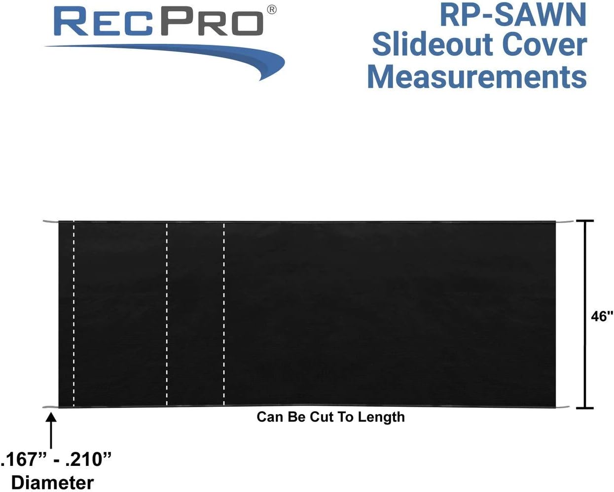 RecPro RV Slide Out Awning | RV Slide Topper | Slideout Awning | Fabric Only | 46" x 200" | White Pack of 2