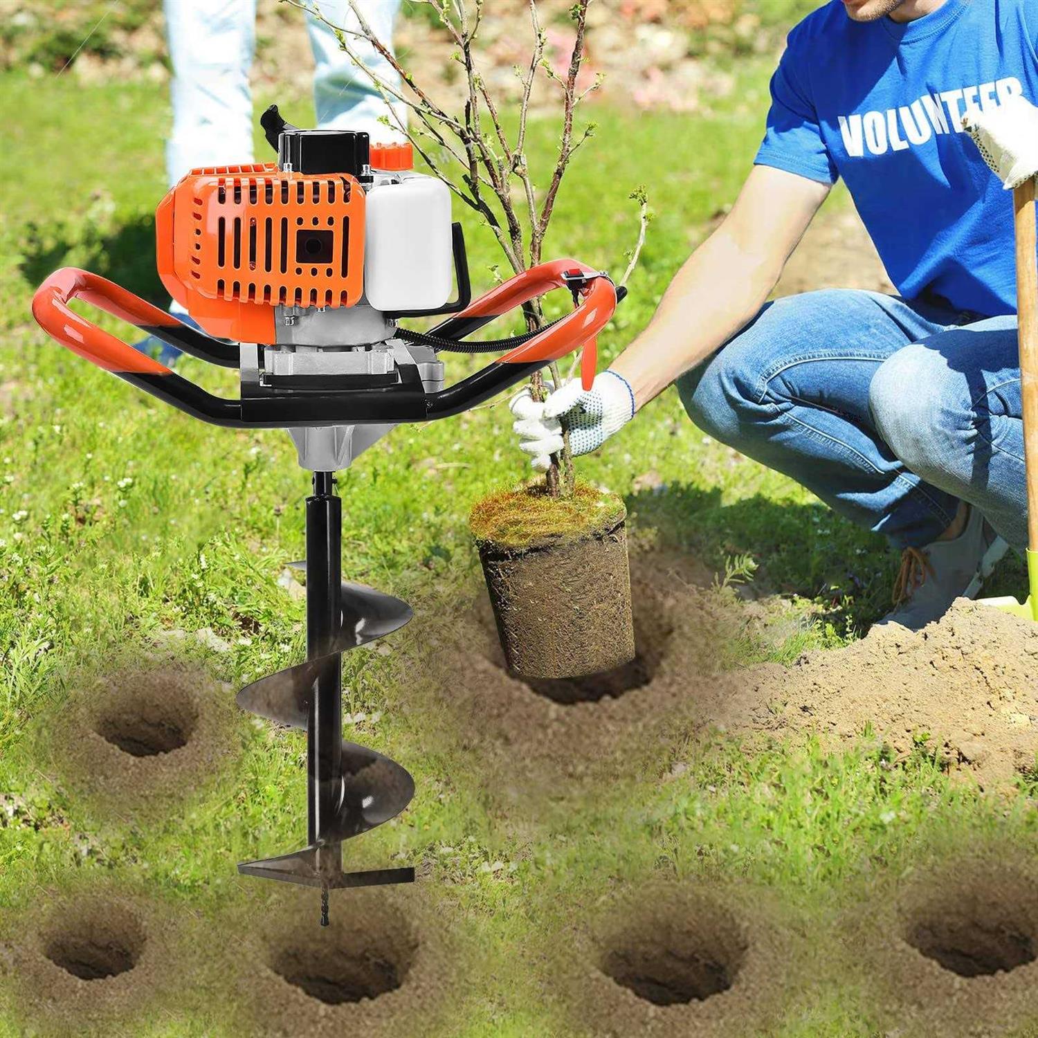 Ziokok 62cc Auger Post Hole Digger 2 Stroke Gas Powered Earth Post Hole Digger with 3 Auger Drill Bits + 3 Extension Rods for Fa - Shop Hardware Tools Online Store