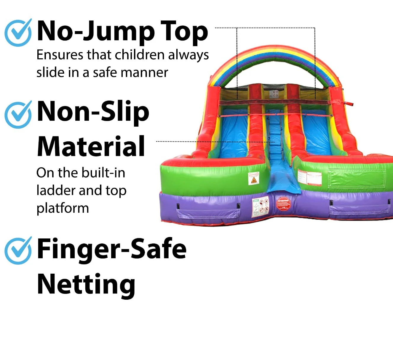 TentandTable Commercial Inflatable Water Slide, Rainbow Double Lane with Blower, 13'