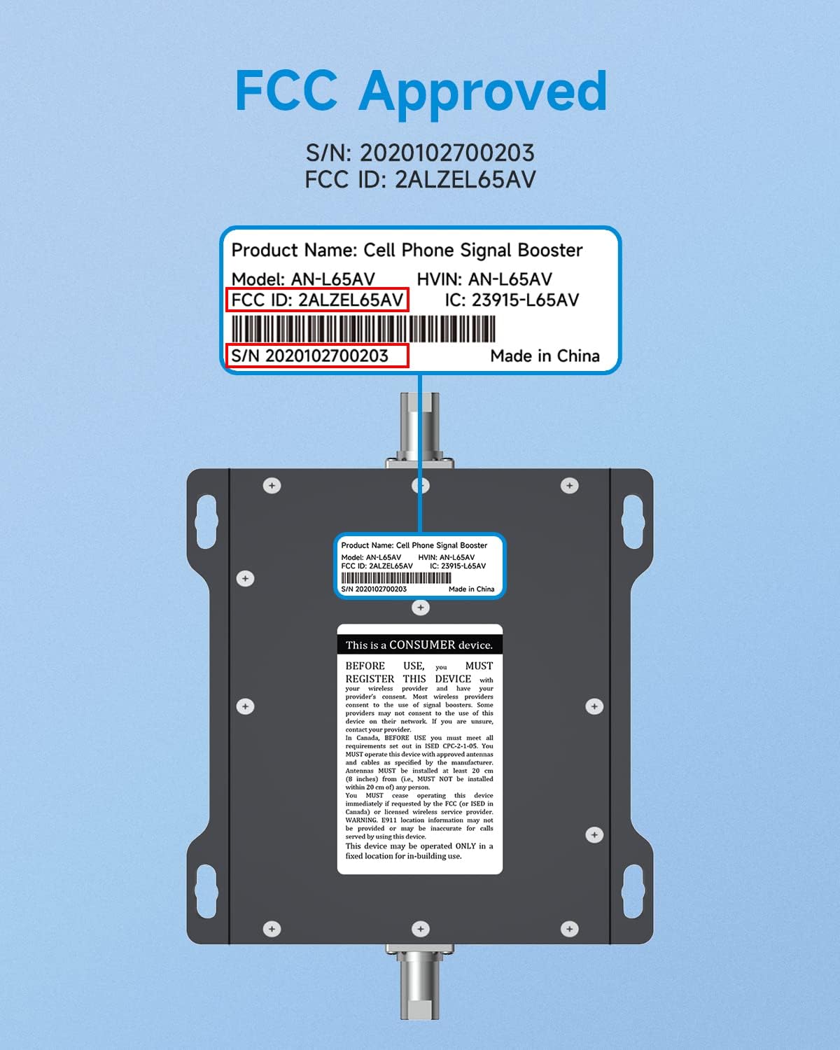 Cell Phone Signal Booster for Cars and SUVs | Boosts 5G 4G LTE Data & Volte for Verizon AT&T on Band 12/13/17 | Omni-Directional Roof Antenna Easy Installation | FCC Approved (2ALZEL65AV)