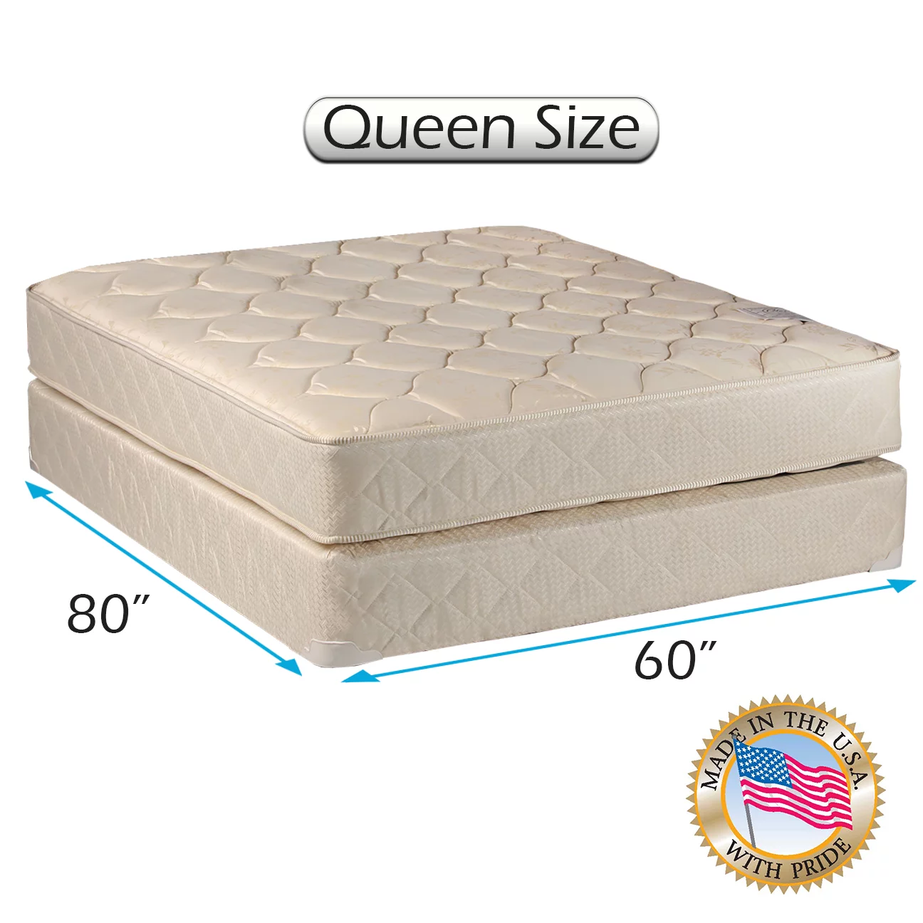 Dream Solutions Comfort Classic Gentle Firm 9" Innerspring Mattress Set with Bed Frame