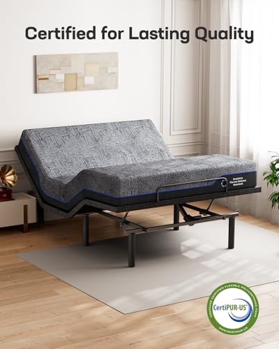 Marsail NS0 Adjustable Base with Mattress Set, Queen Adjustable Bed Frame + 10-inch Cooling Gel Memory Foam Mattress, Dual Motor Bed Frame with Wireless Remote, CertiPUR-US Certified